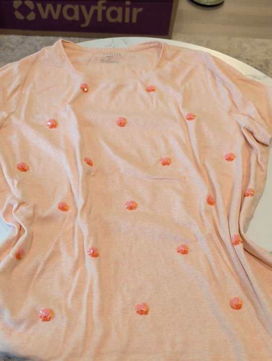 Talbots Tops - TALBOTS Size 2x Pre-Owned Peach Short Sleeve Tee with Subtle Speckle